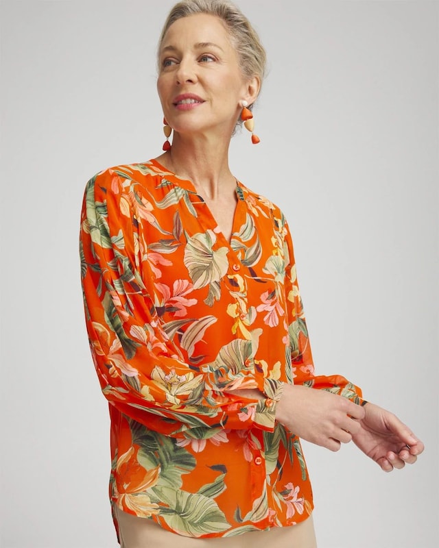 Orchid Pleated Sleeve Blouse Chico's